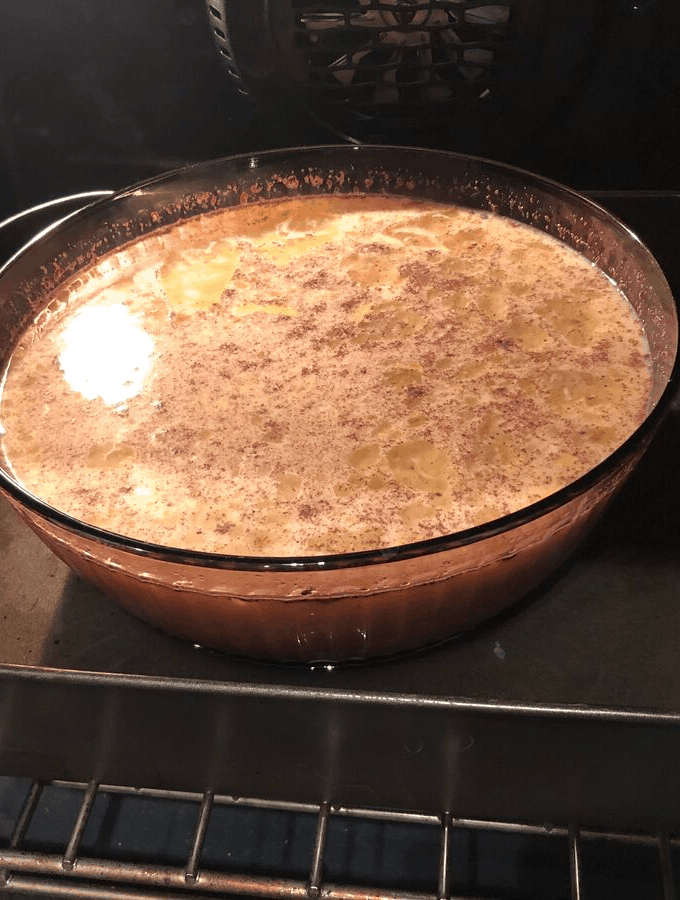Rice Pudding baking in oven