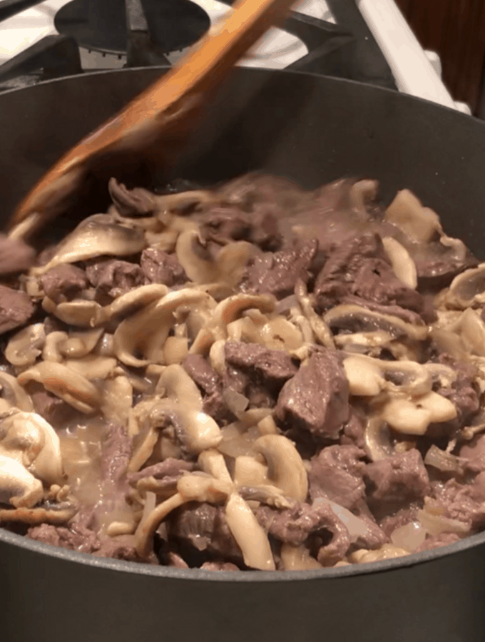 Cooked Venison and Mushrooms