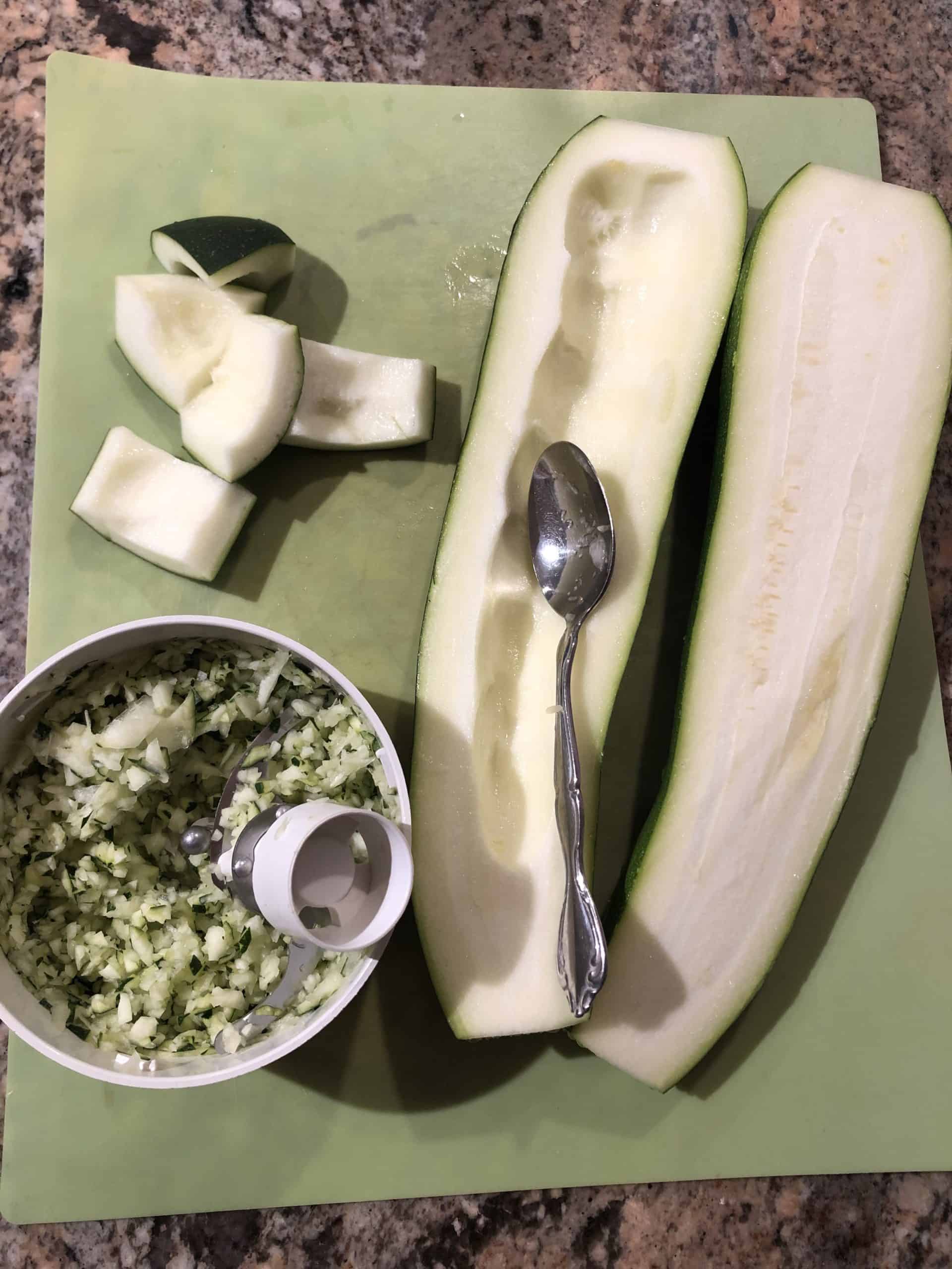 Zucchini - seeded, chunked and chopped
