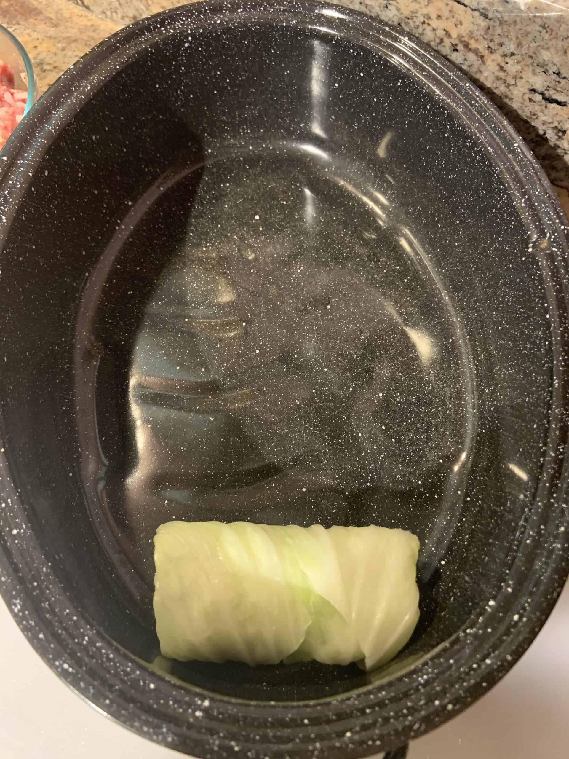 Cabbage Roll in oval roasting pan.