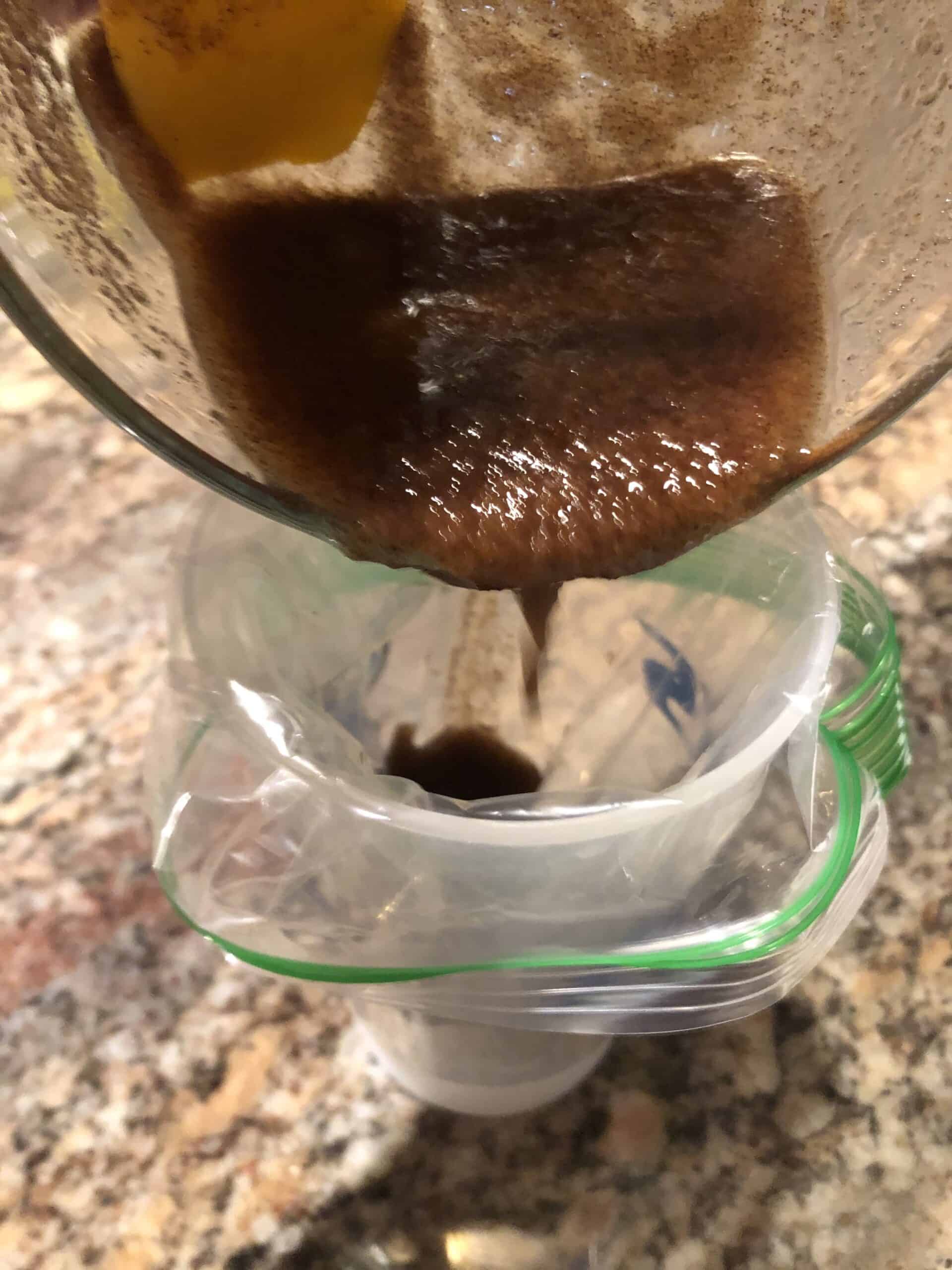 Cinnamon Mixture Poured Into A Baggy