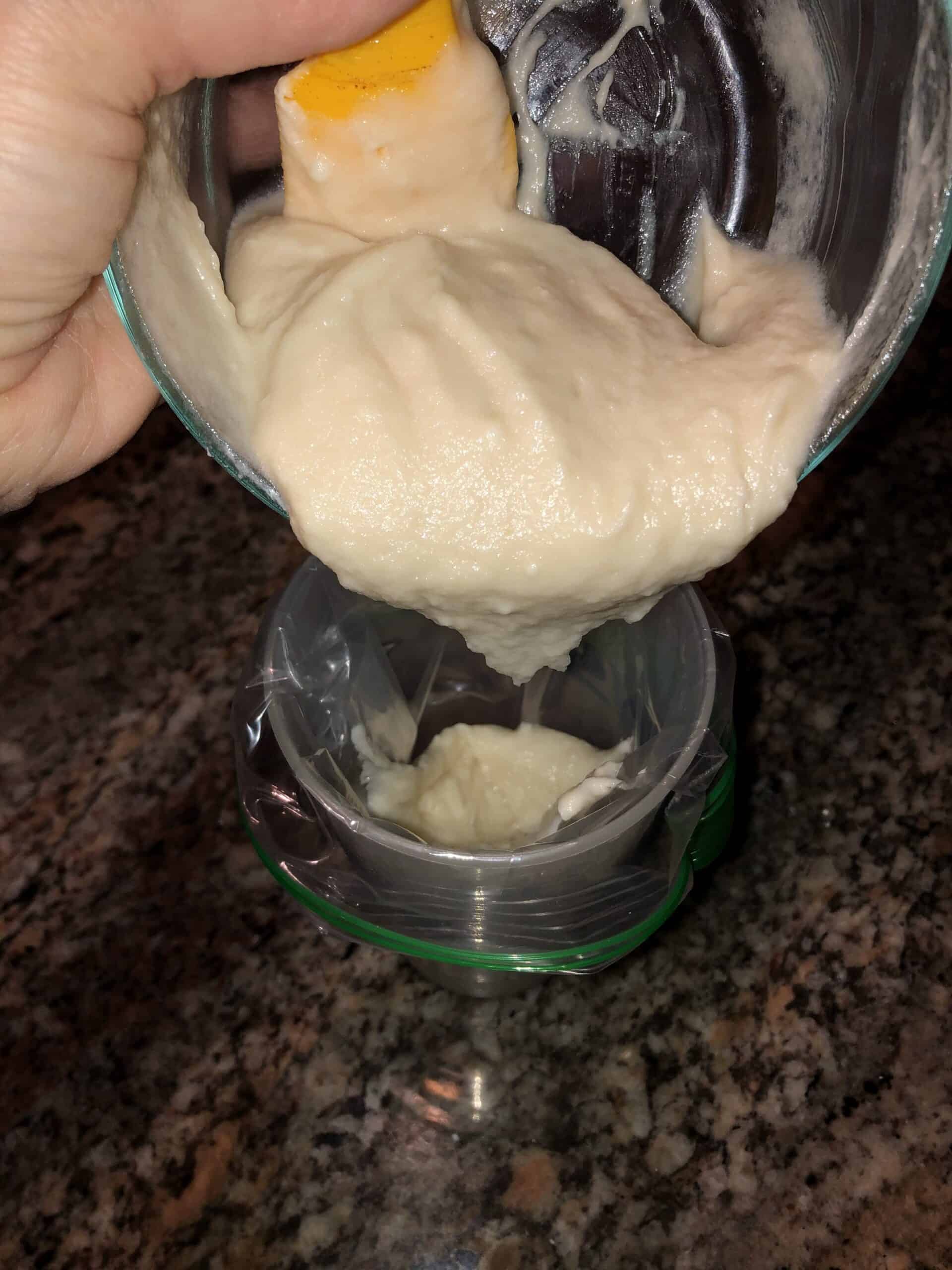 Cream Cheese Glaze Mixture Poured Into A Baggy