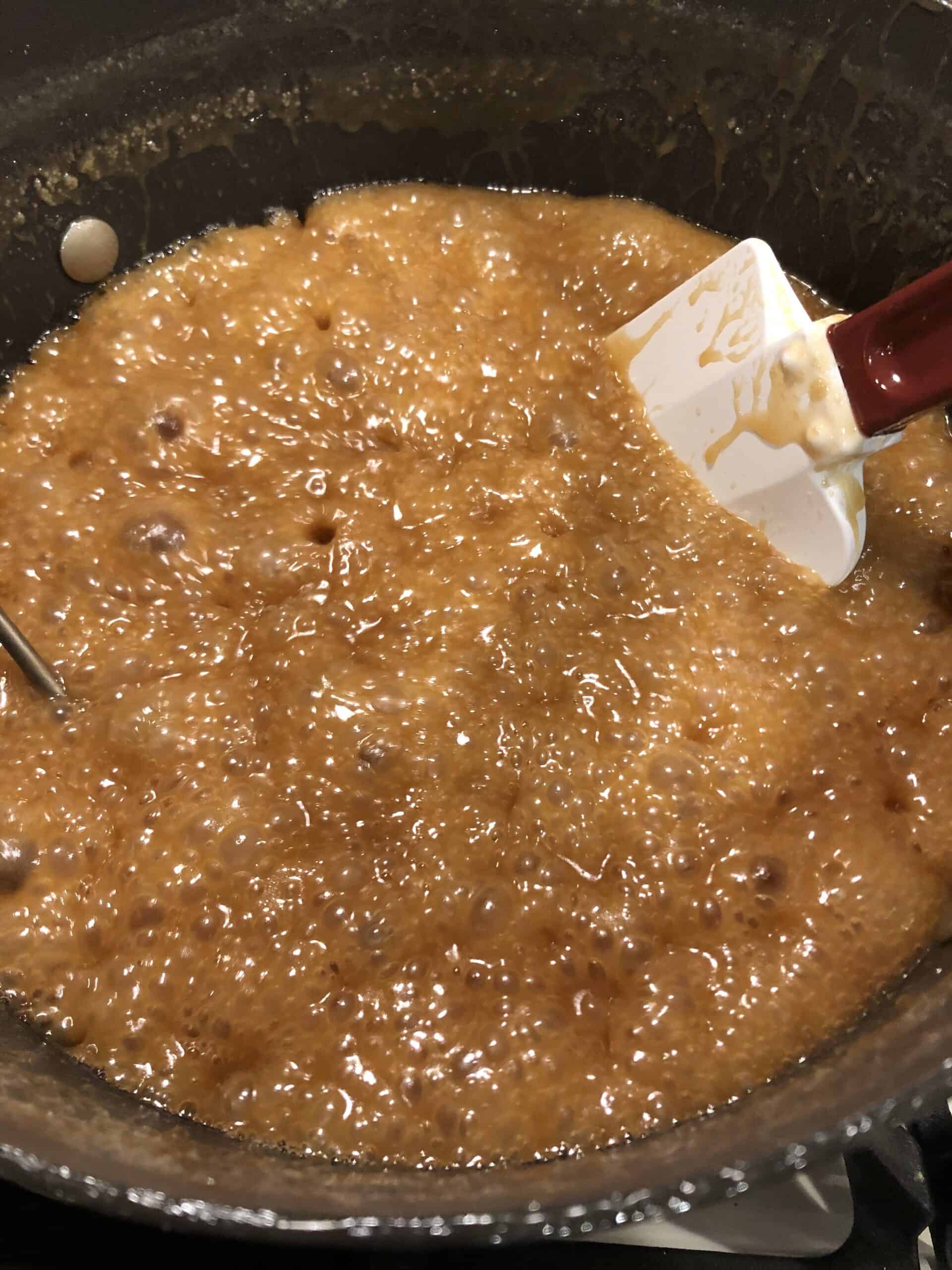 Stage 6 - Continue boiling - caramel color deepens.