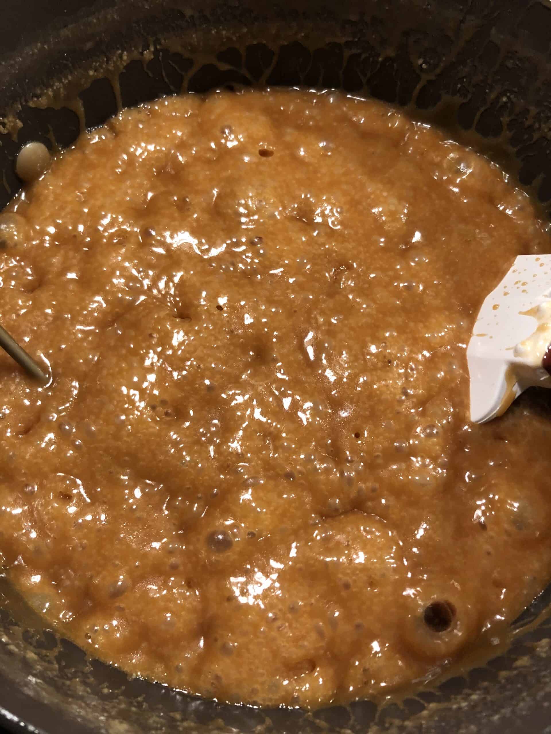 Stage 7 - Bring homemade caramel to 244°.