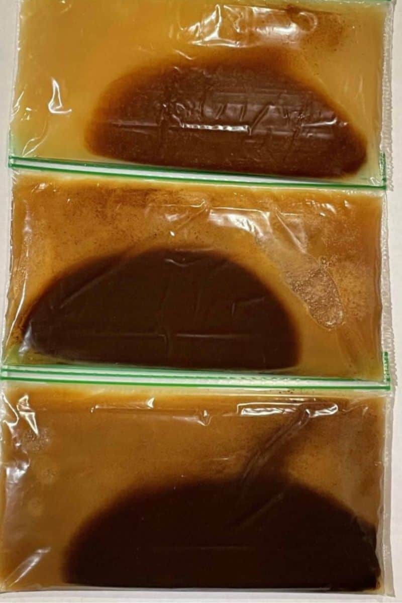 Cooled Brown Butter in Three Stages: Light, Medium & Dark