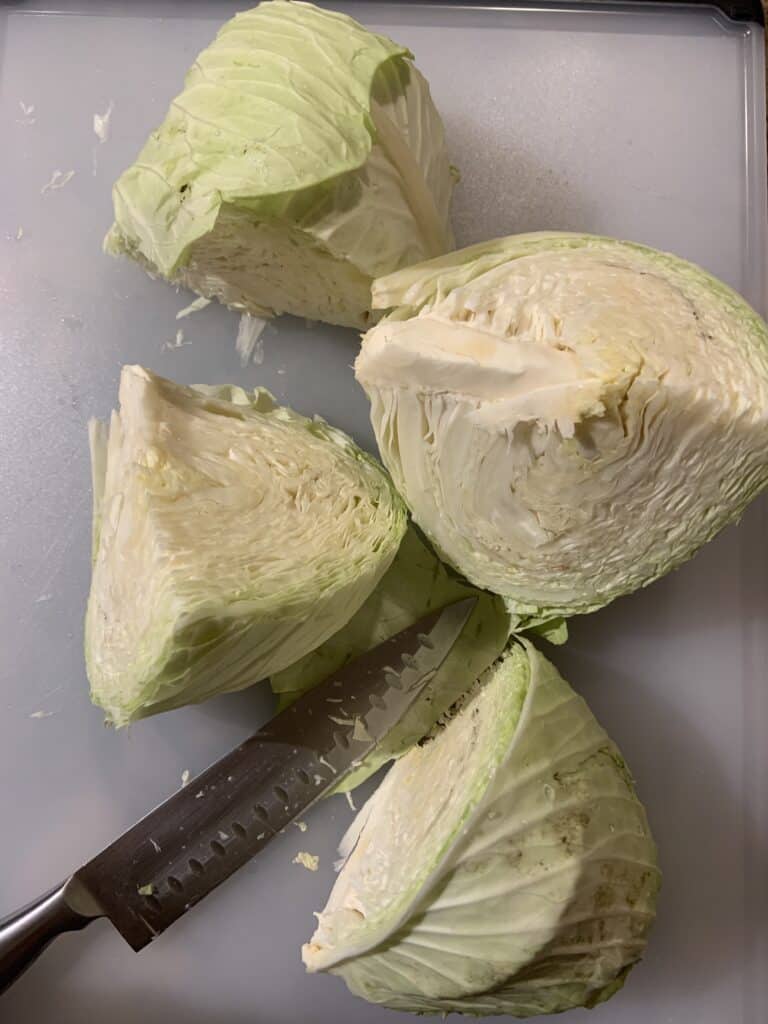 Quarter cabbage and remove the core.