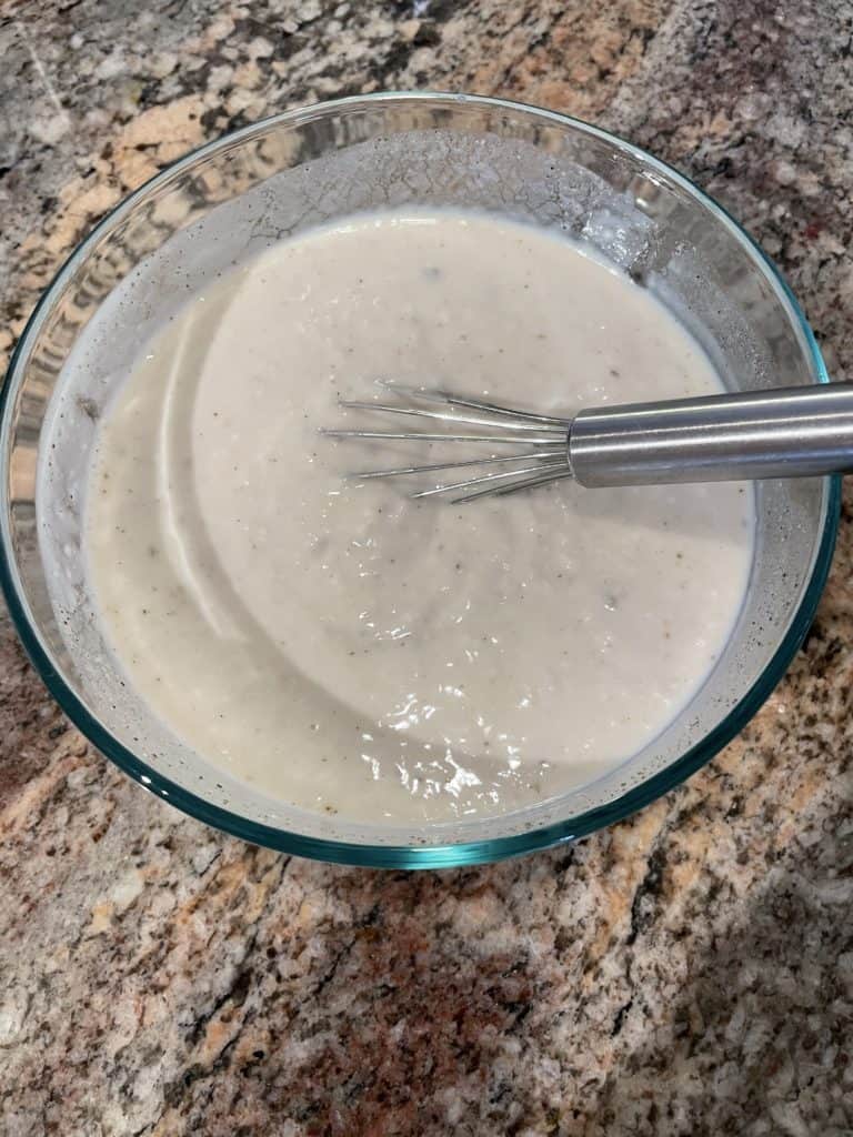 Cream of Mushroom Mixture in a bowl.