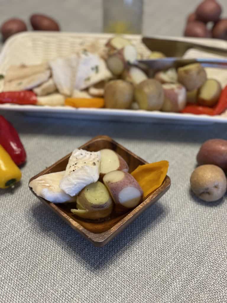 Boiled Pike. Onion, and Potatoes