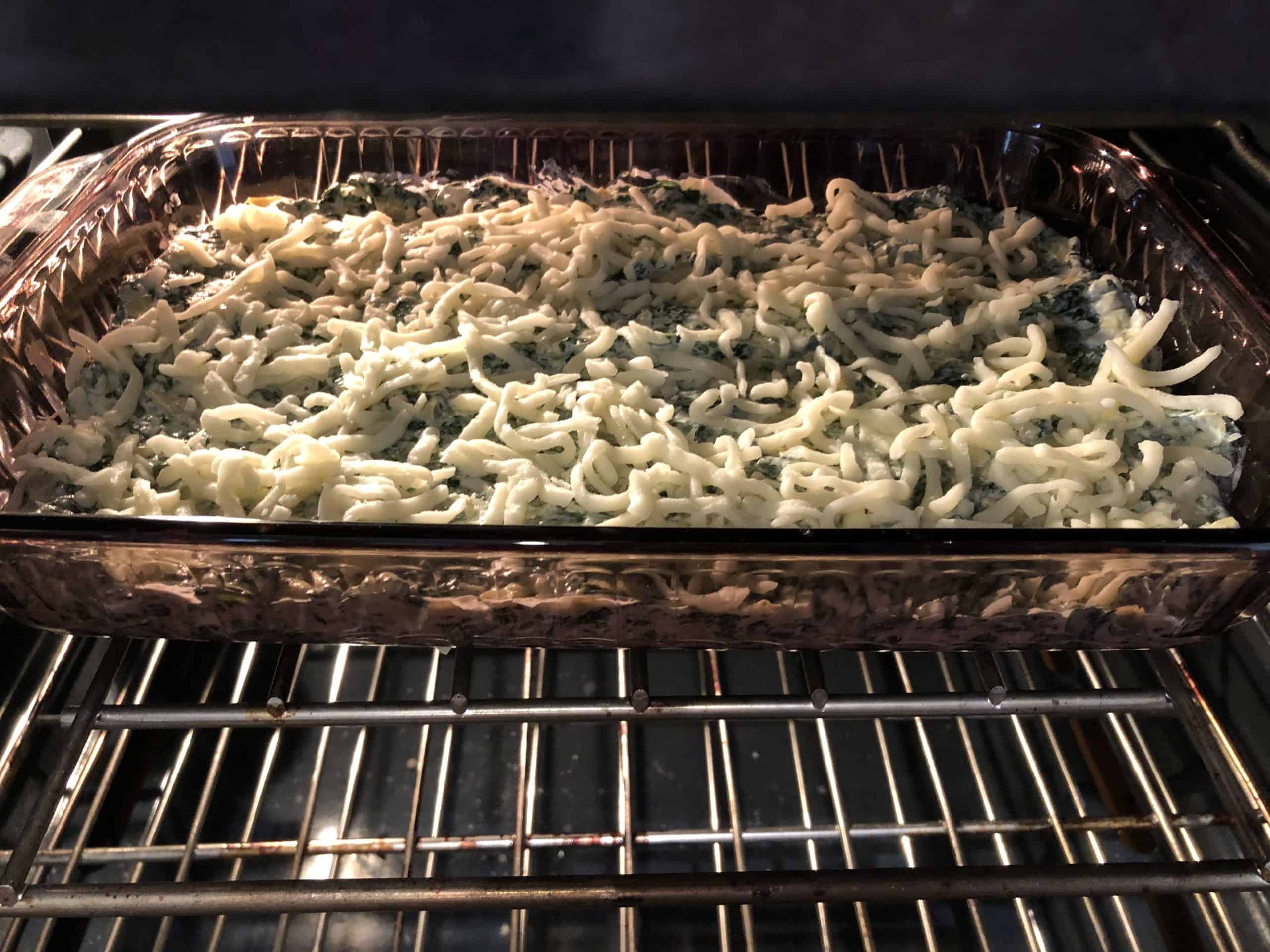 Baking Spinach Dip in the oven.