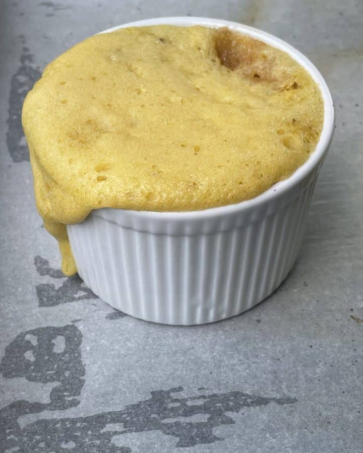 Peach Cobbler with Cake Mix in a Ramekin.