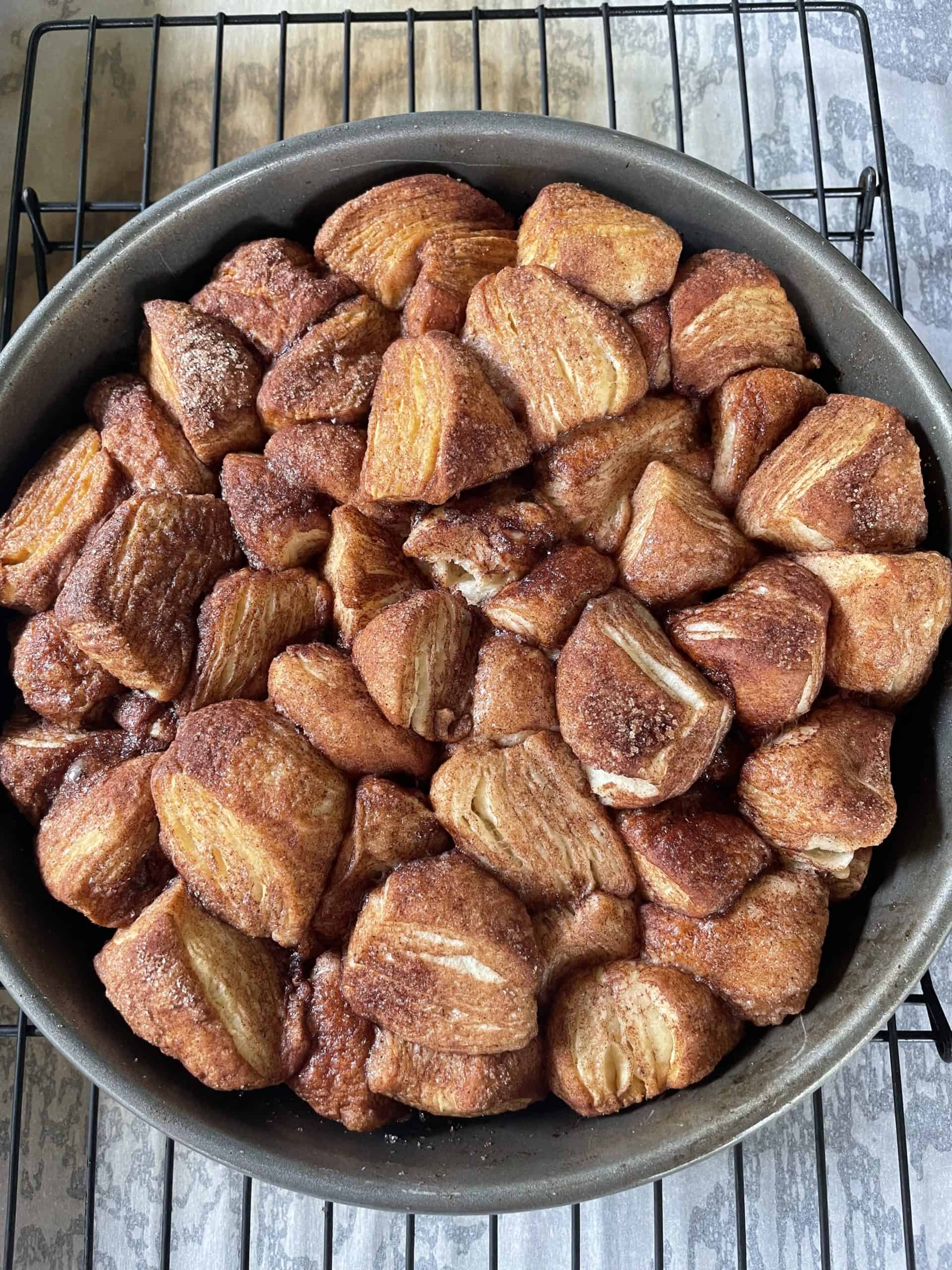 Monkey Bread with biscuits cooked on a Blackstone Griddle.
