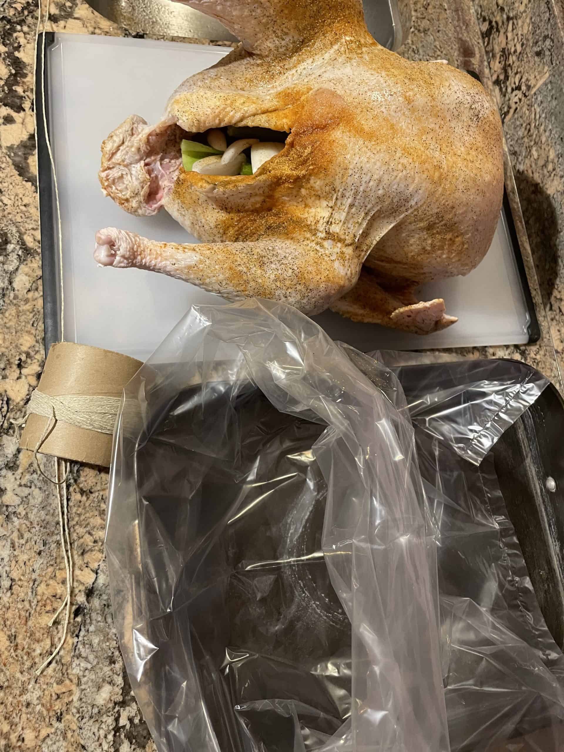 Place turkey onto a cutting board.