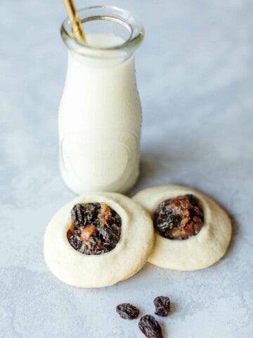 Old Fashioned Date Cookies with a glass of milk.