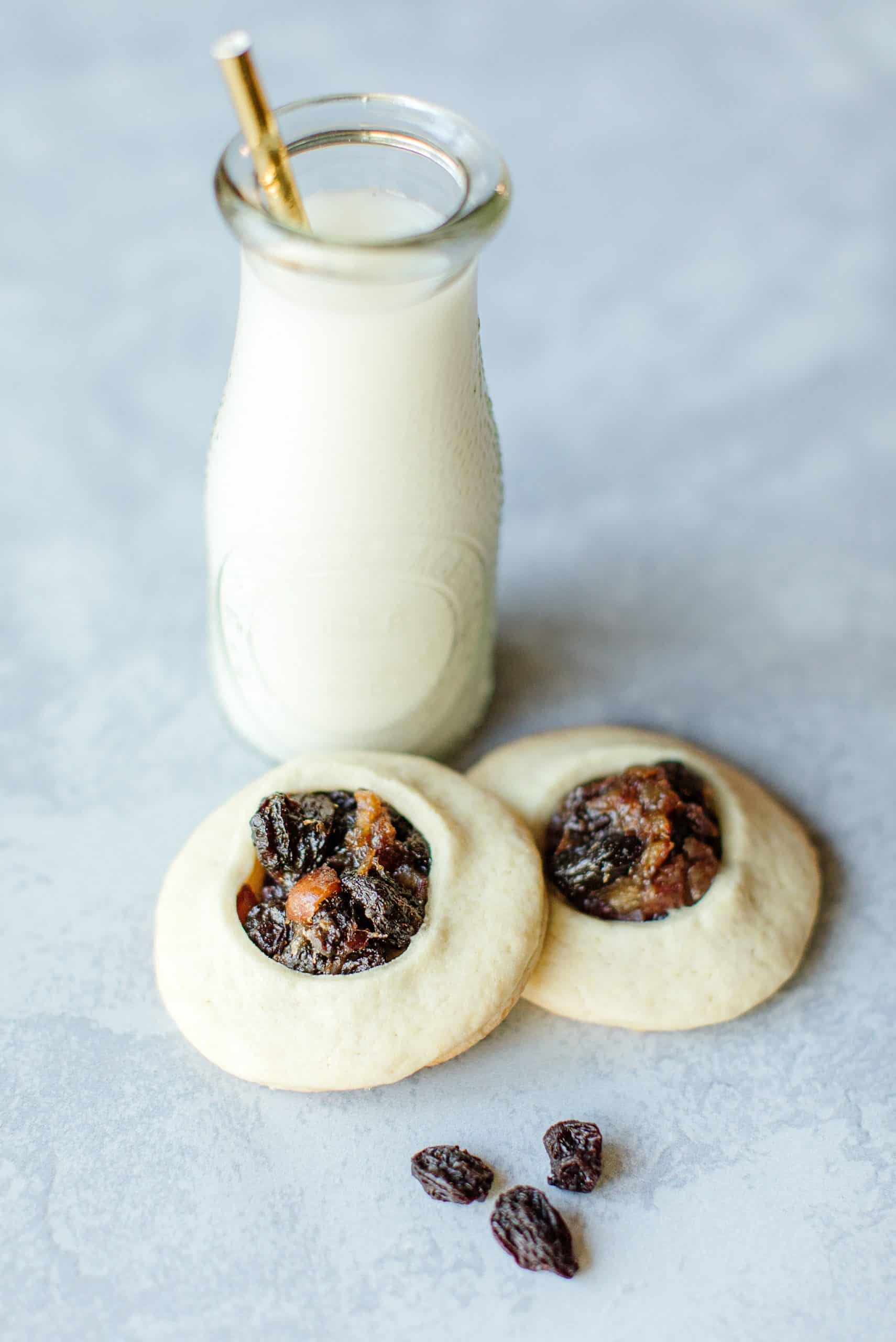Old Fashioned Date Cookies with a glass of milk.