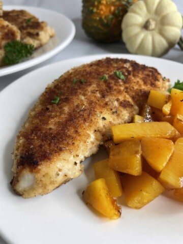 Turkey Cutlets Recipe with a side of griddle butternut squash.