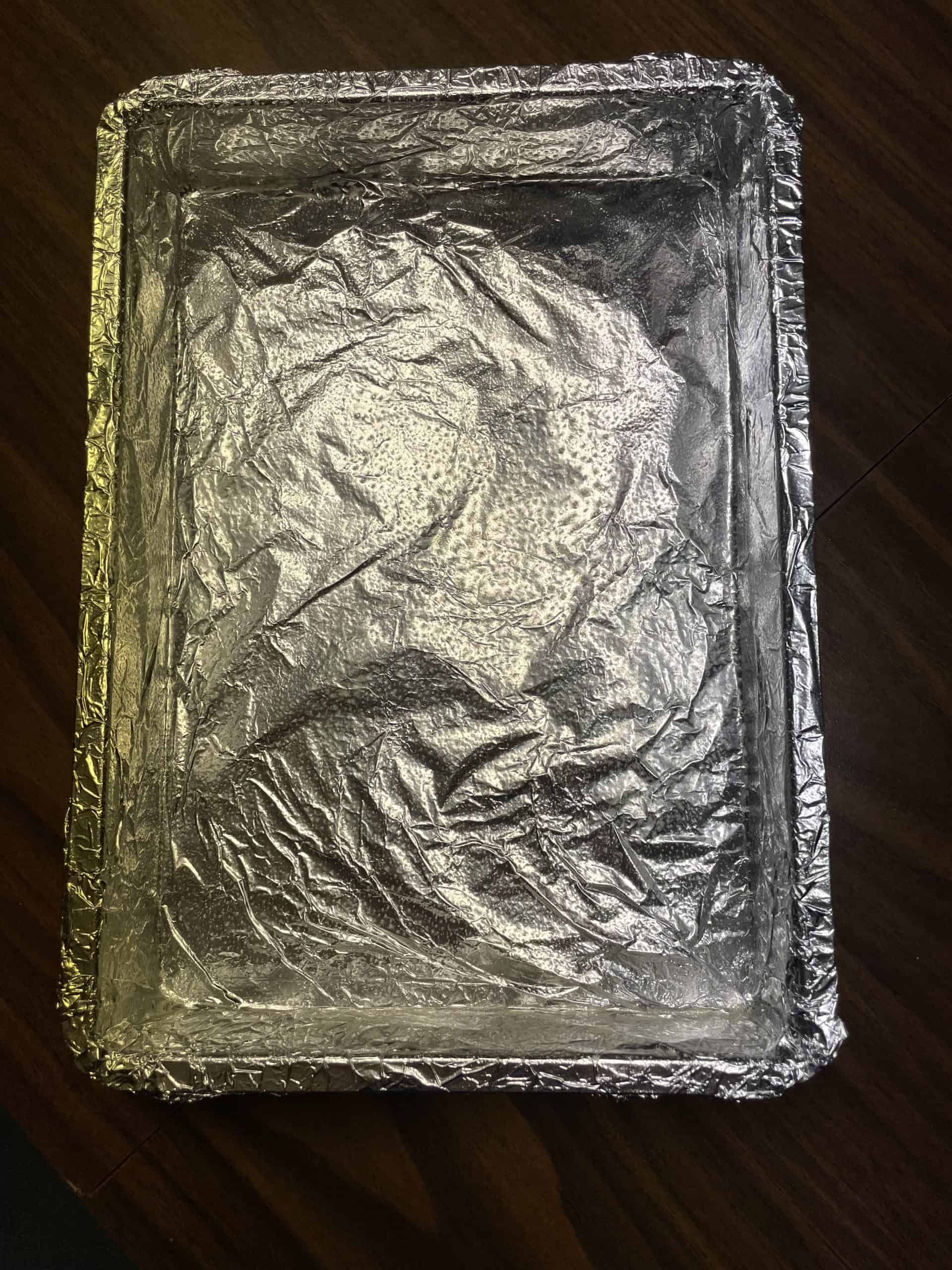 Foil lined 9x13 pan sprayed with cooking spray.
