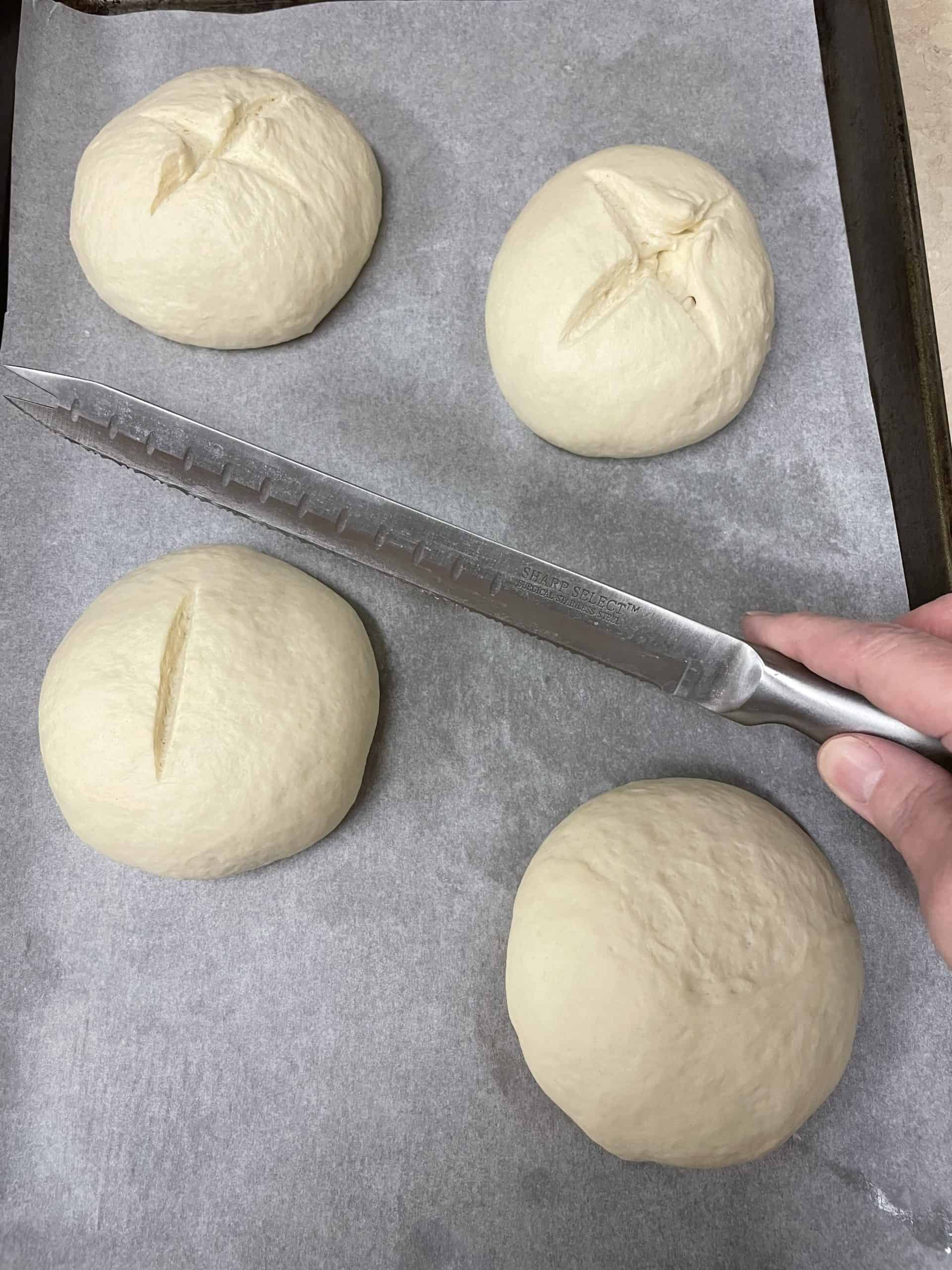 Score an X on the Top of Each Dough Ball.