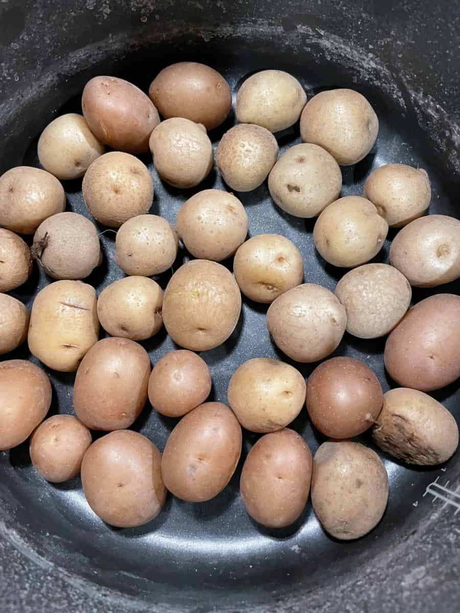 Drying Baby Potatoes in a Pot.