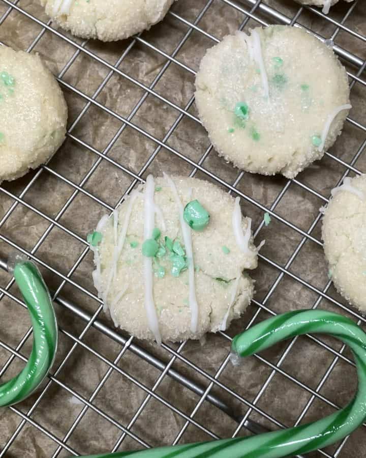 Candy Cane Cookies with Crushed Green Apple Candy