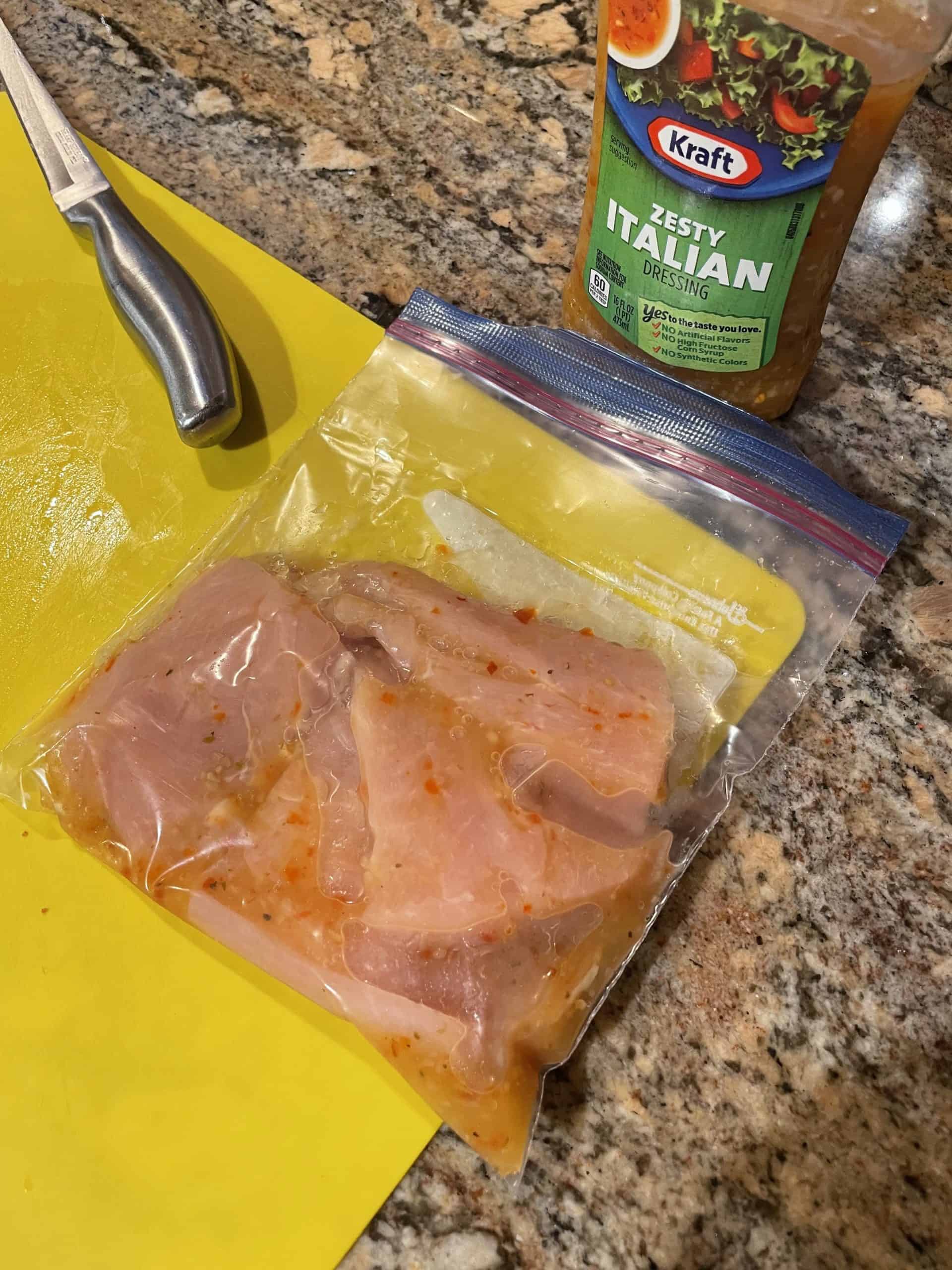 Seal Ziplock bag of marinated chicken.