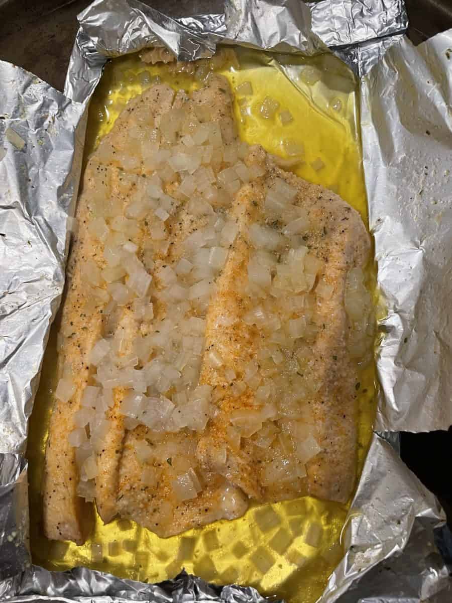Oven Bake Trout Recipe in foil.