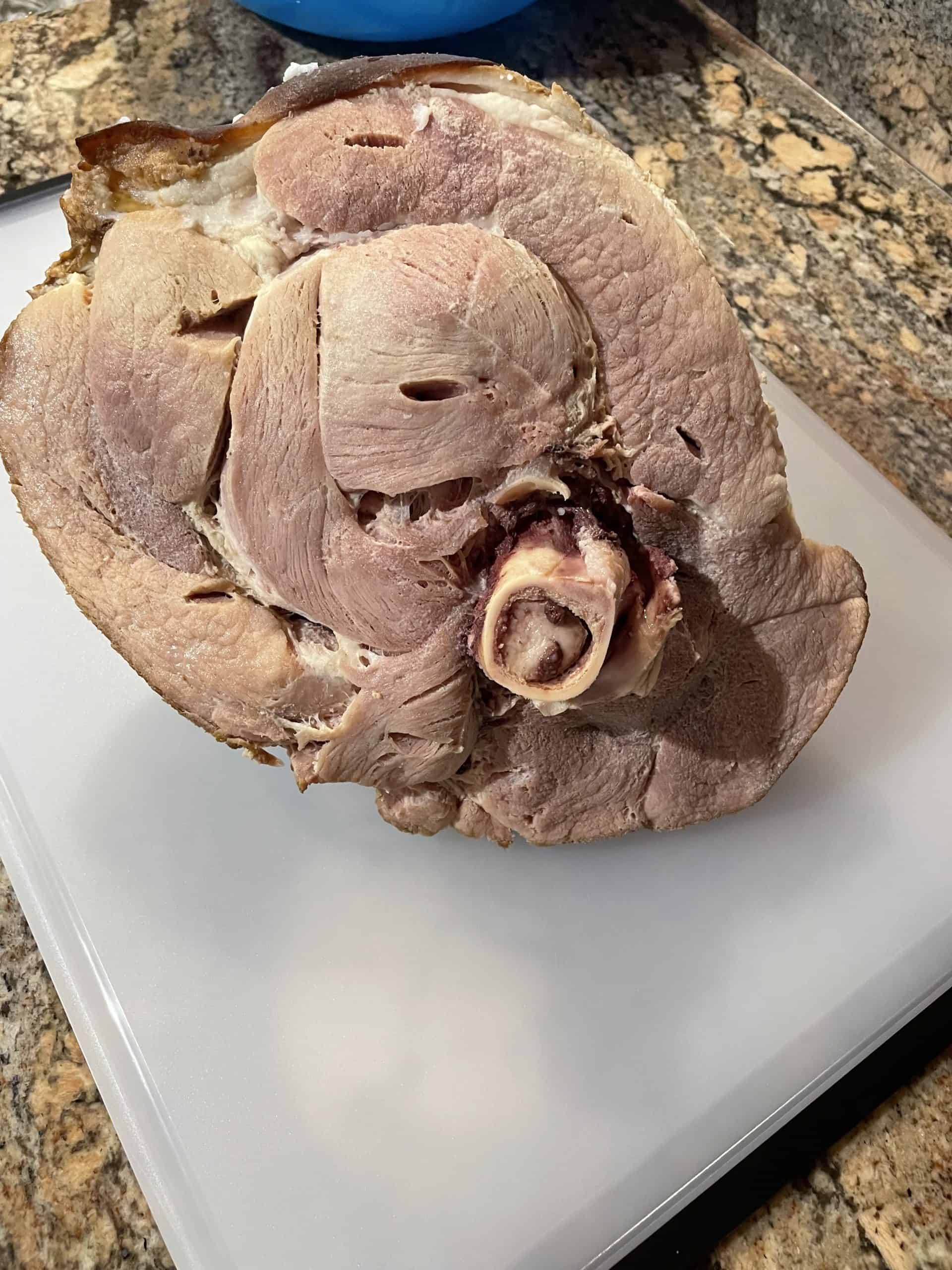 A Boiled Ham on a cutting board.