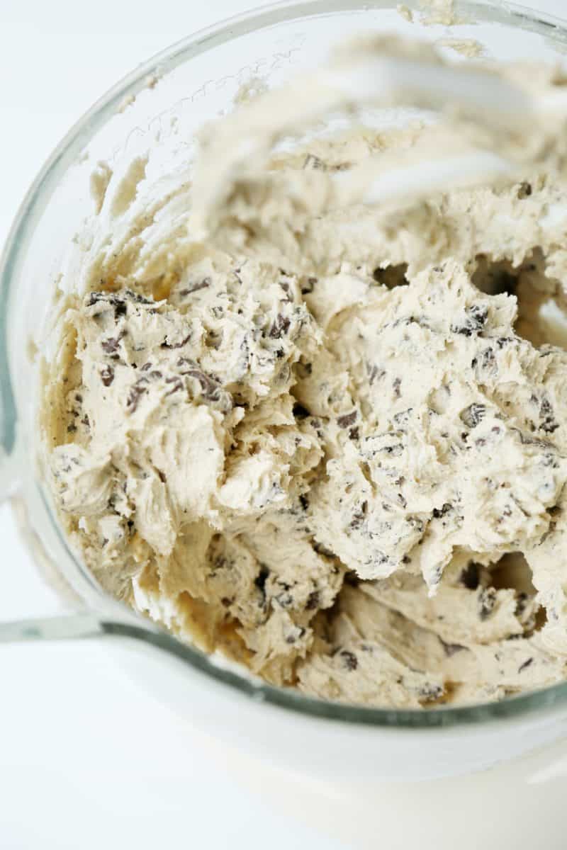 Oreo Chocolate Chips Cookie Dough Batter in a Mixing Bowl.
