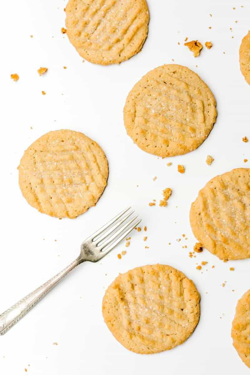 Chewy Peanut Butter Cookies with a fork.