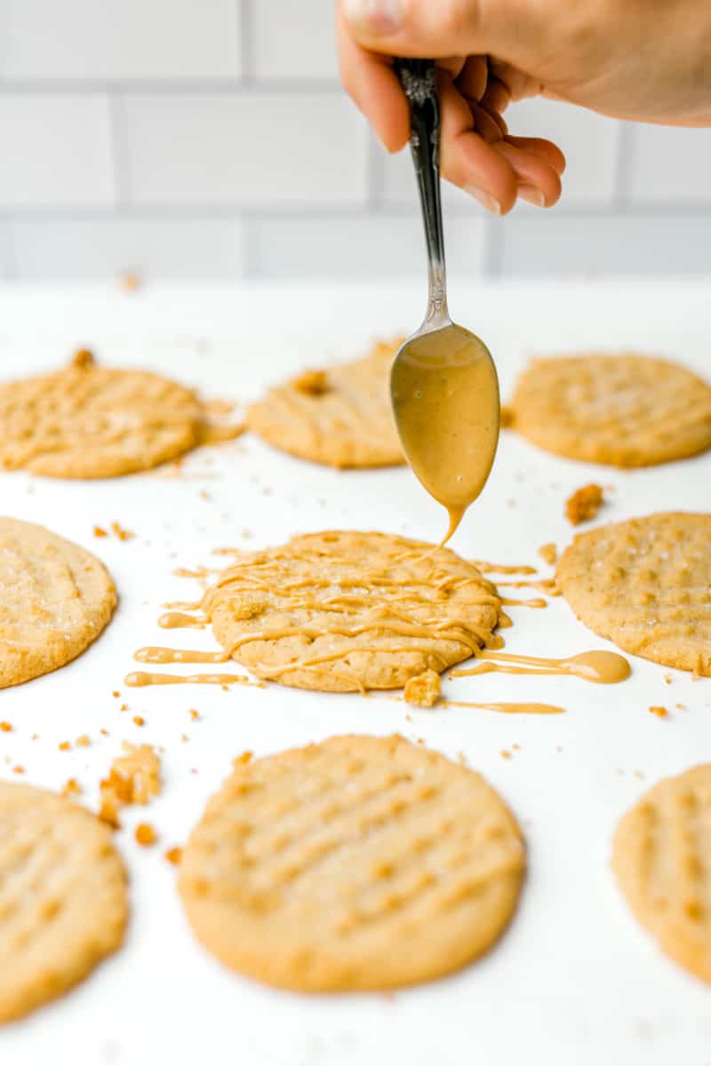 Peanut Butter Drizzled Peanut Butter Cookies