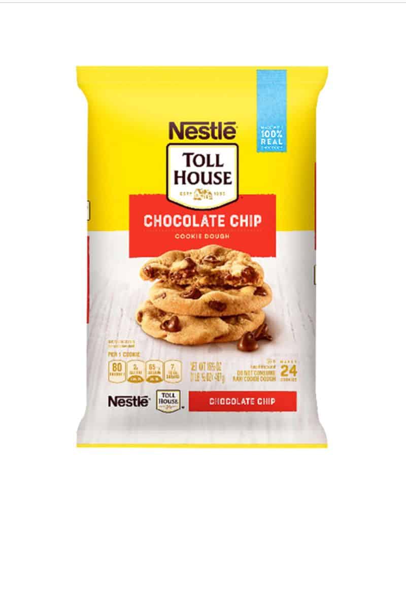 Nestle Toll House Prepackaged Chocolate Chip Cookie Dough.