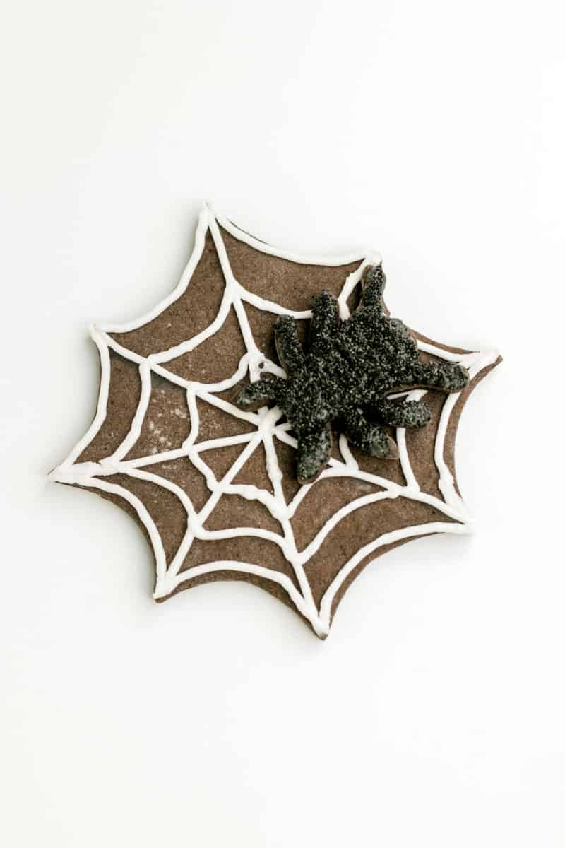 A spider and spiders web chocolate sugar cookie.