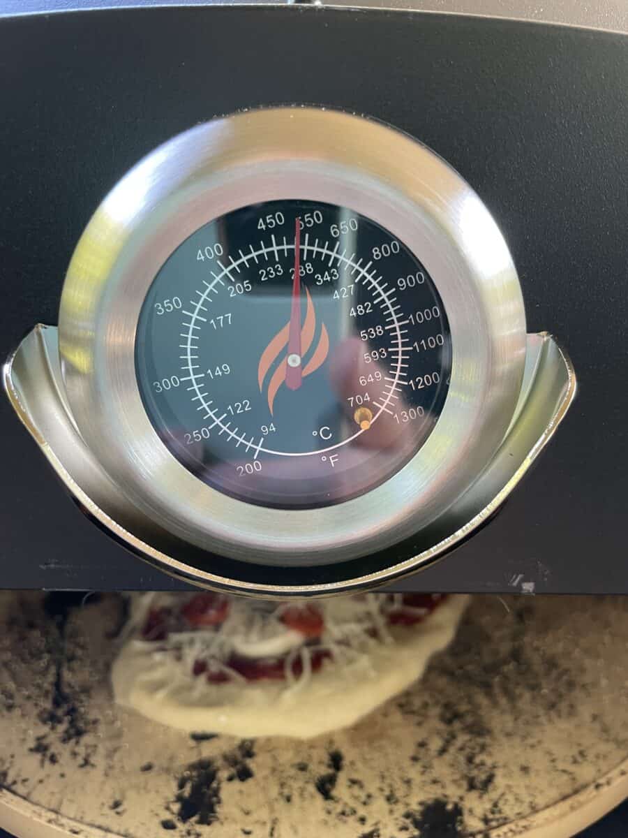 Temperature Gauge of a Blackstone Pizza Oven.