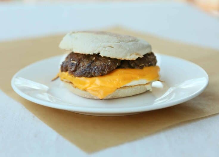 Sausage Egg and Cheese McMuffin on a Plate.