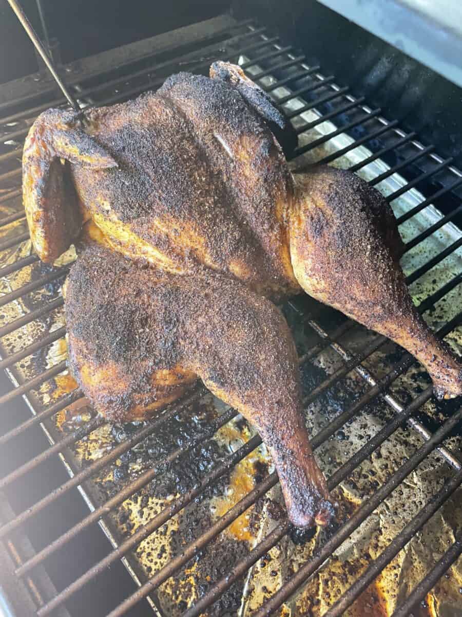 Smoking a Spatchcocked Chicken on a Pellet Smoker.