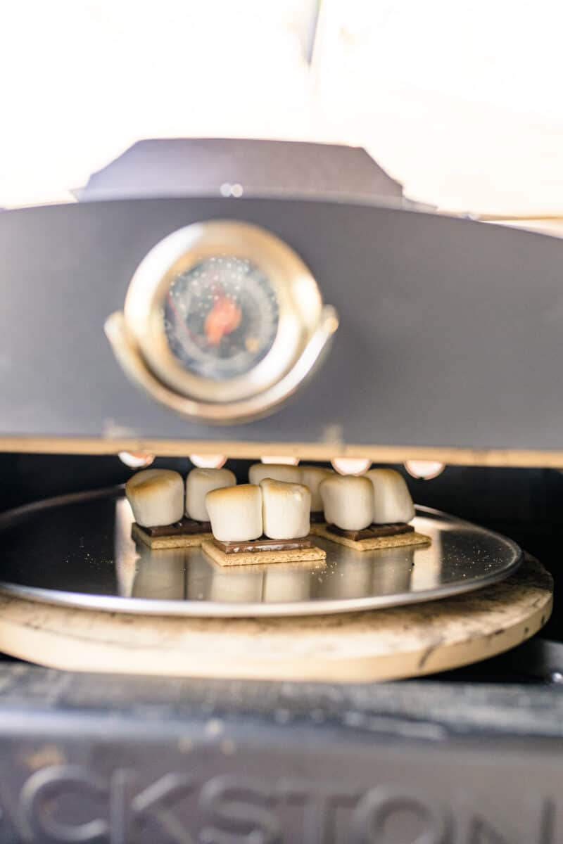 Smores Cooking in a Blackstone Pizza Oven.