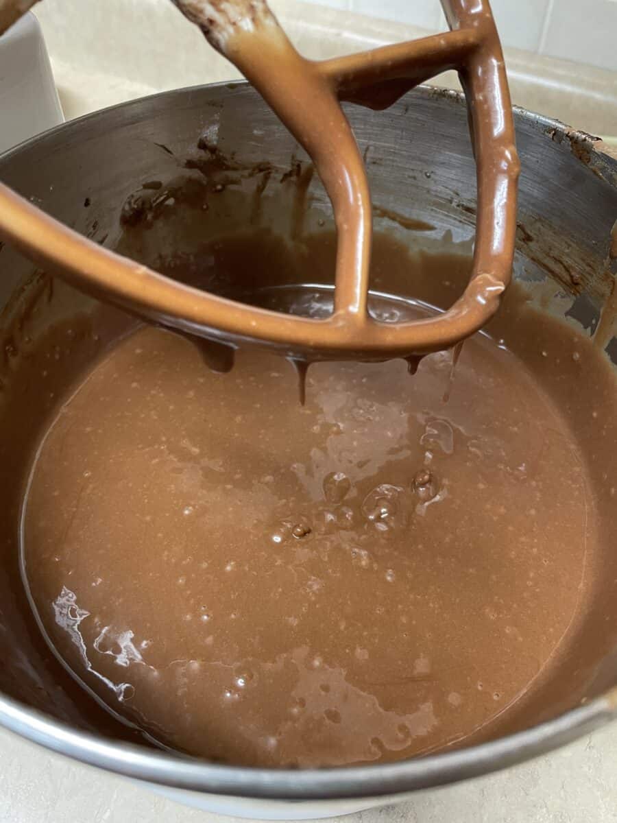 Chocolate Cake Batter in a Mixing Bowl.