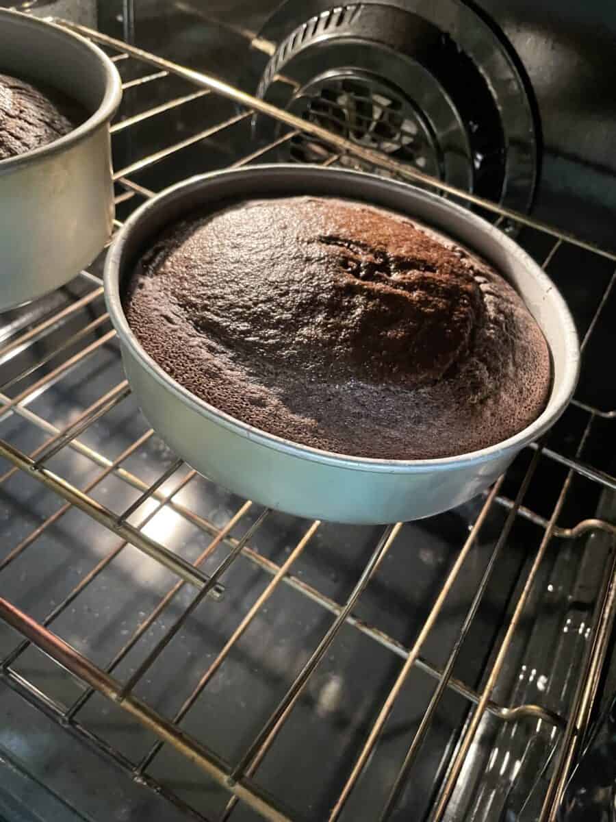 Fully Bake Eggless Chocolate Cake in a Hot Oven.