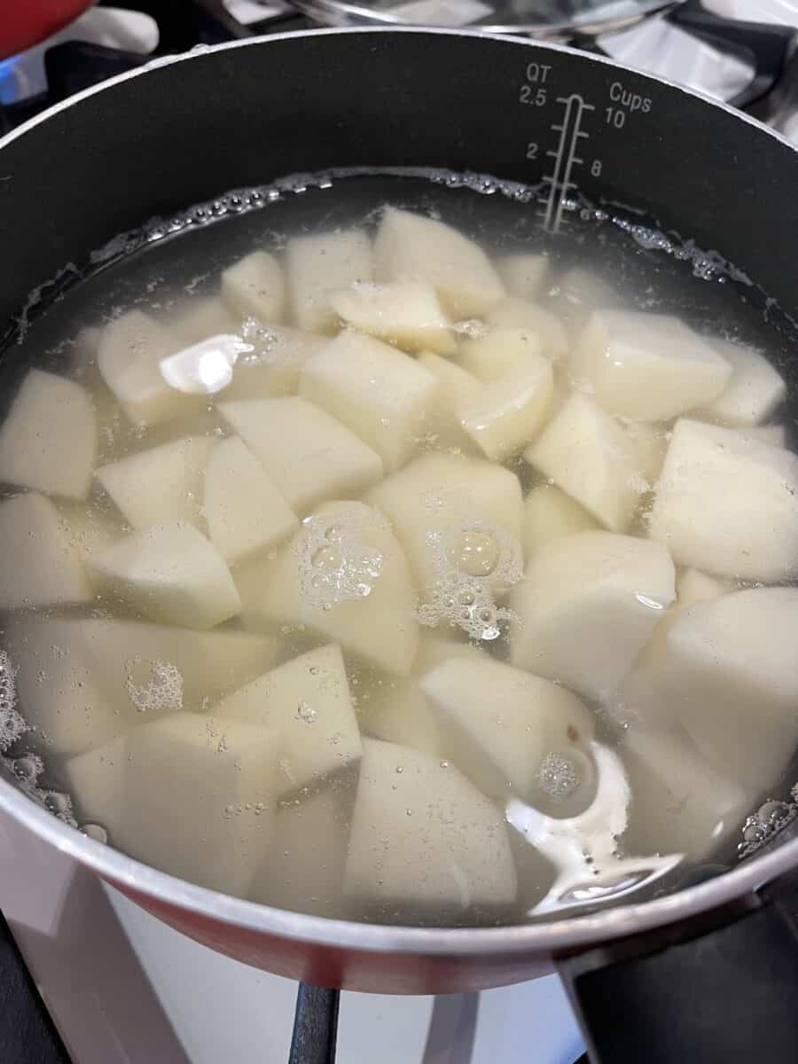 Add Water to the Pot of Diced Potatoes so They are Completely Covered in Cold Water.