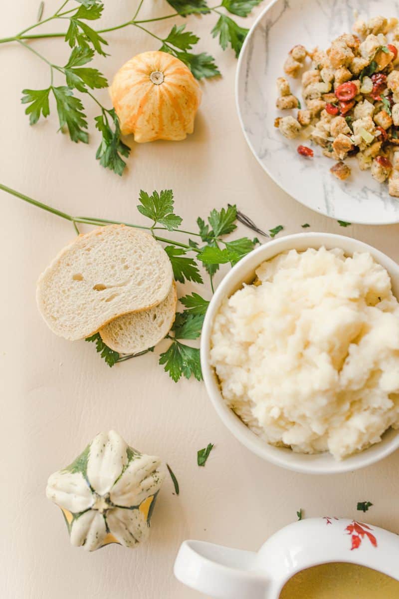 Mashed Potatoes with Gravy and Stuffing