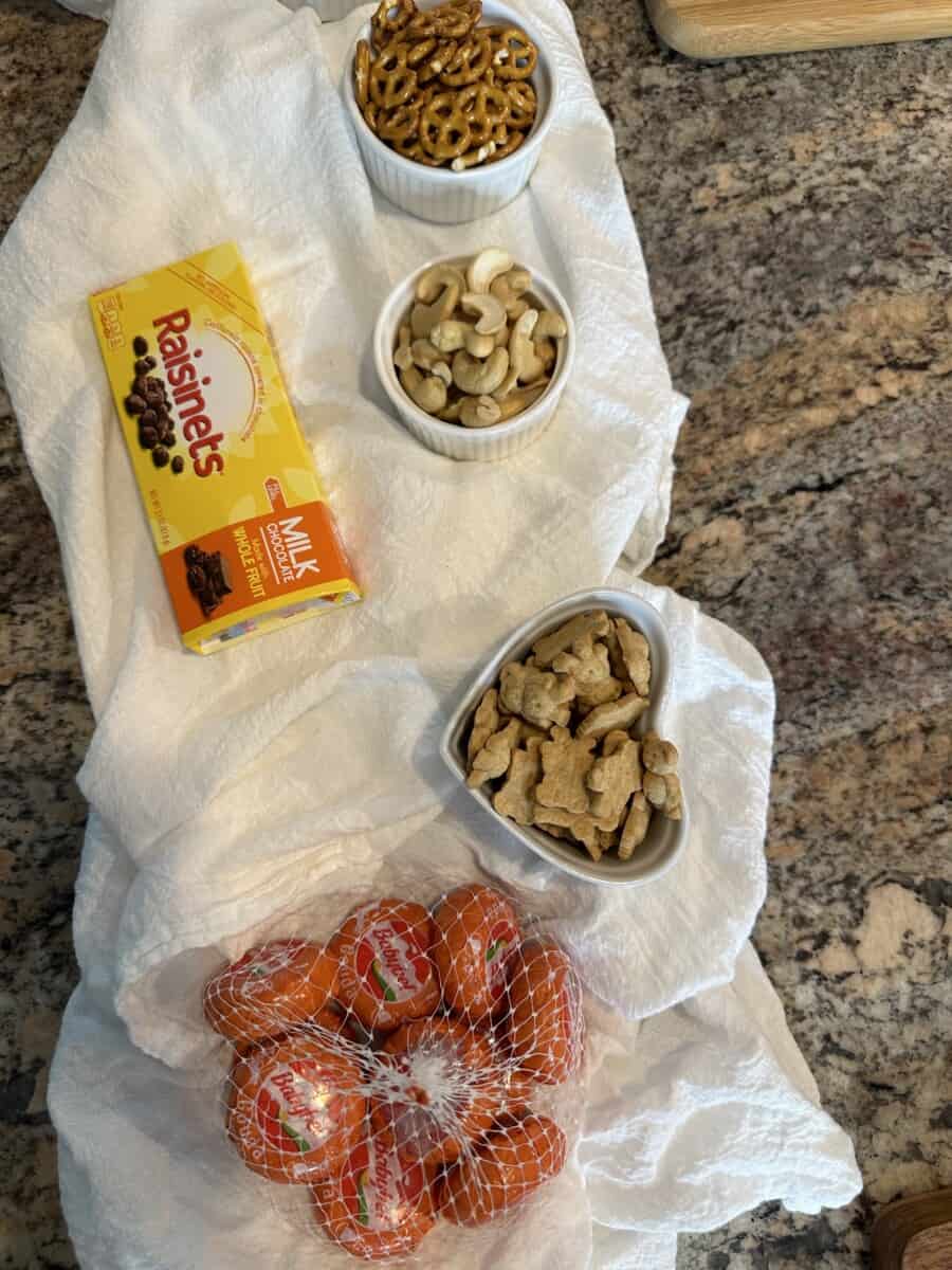 Small Bowls of Snacks for a Snackle Box.