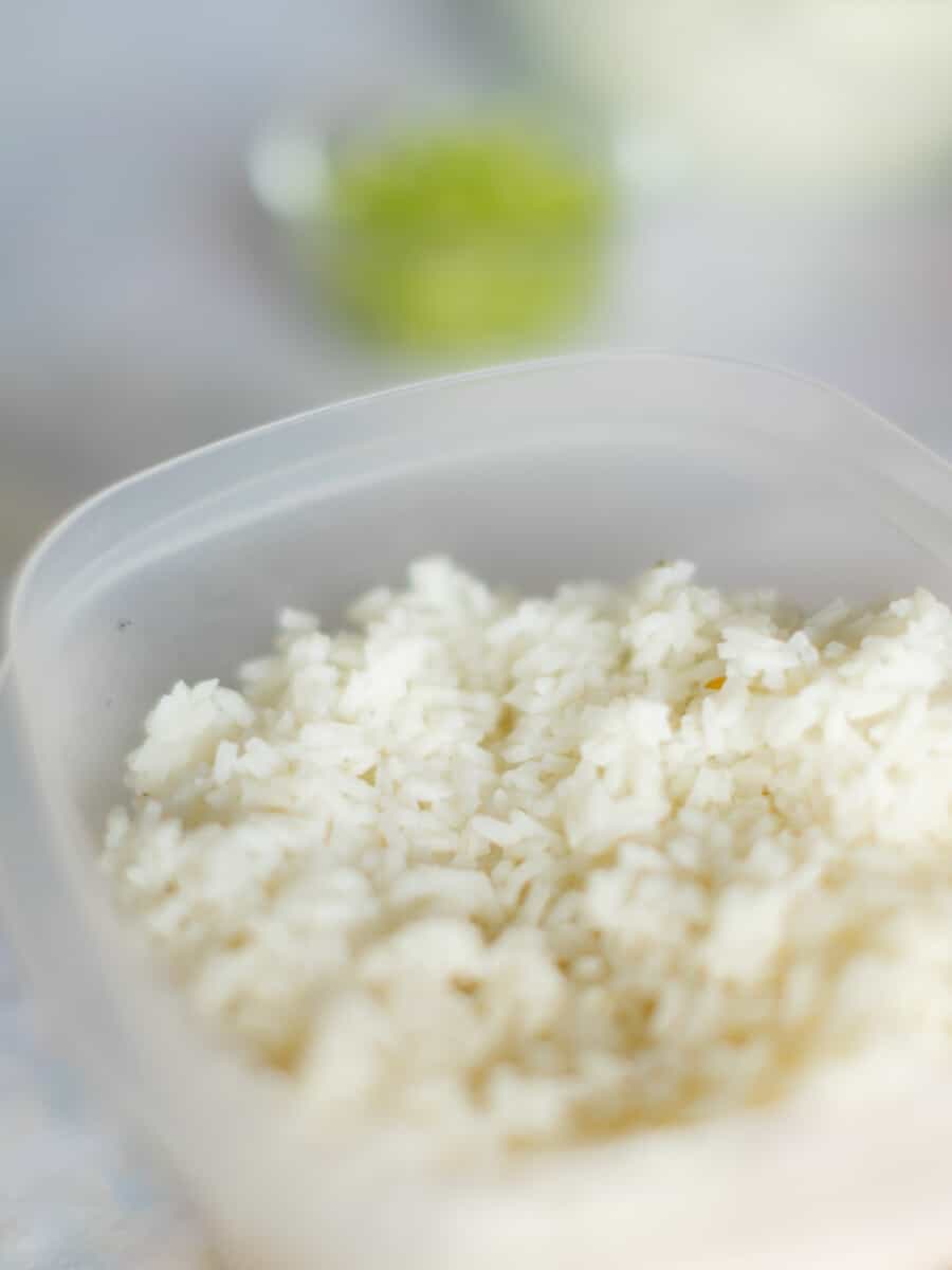 Cooked White Rice in a Bowl