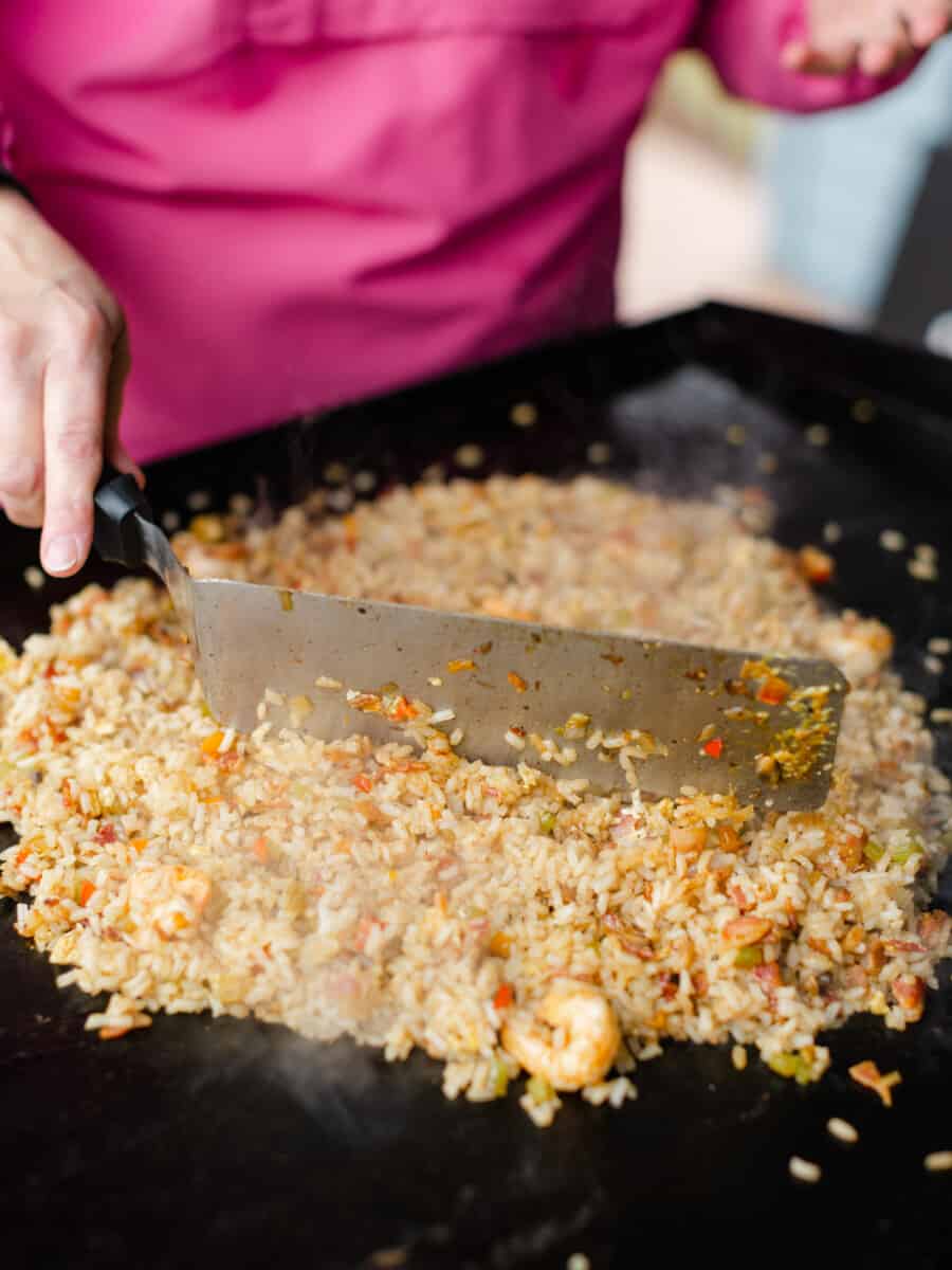 Cooking Shrimp and Chicken Fried Rice on a Blackstone Griddle