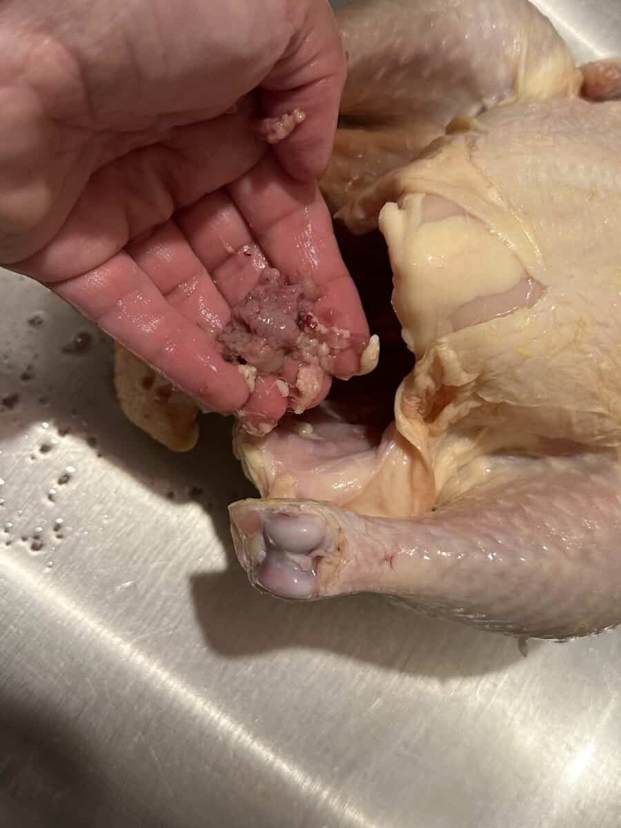 Clean All the Gook From the Inside of the Chicken
