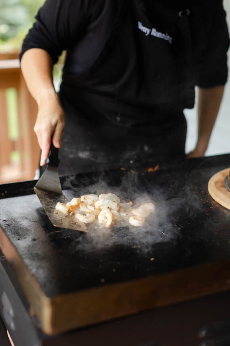 Shrimp Cooking On a Blackstone Griddle