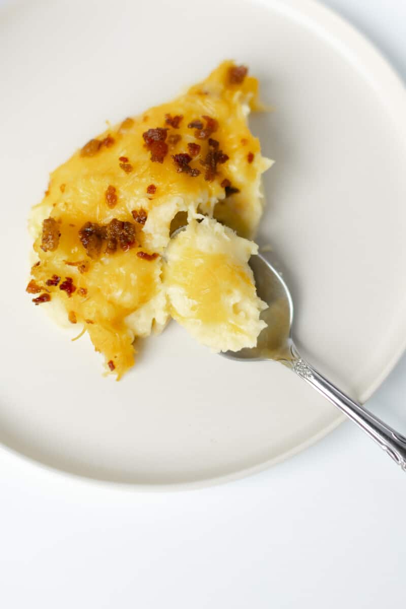 A Plate with Smoker Loaded Mashed Potatoes.
