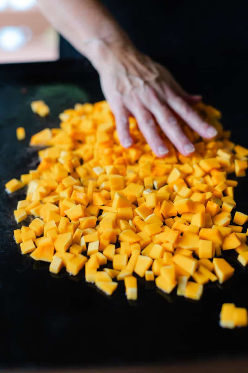 Spread the Cubed Squash So That it is in a Single Layer on the Griddle