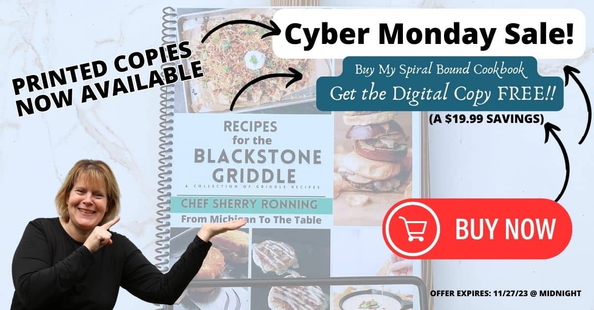 Chef Sherry Ronnings Cyber Monday Cookbook Sale advertisement.  