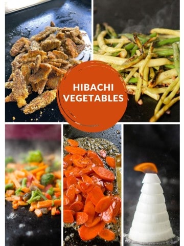 Hibachi Vegetables - Fried Morel Mushrooms, Garden Beans, Sautéed Vegatbles, Glazed Carrots, and an Onion Tower.