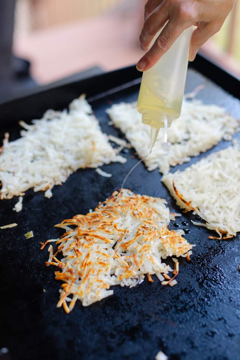 Split the Crispy Hash Browns into Smaller Sections.