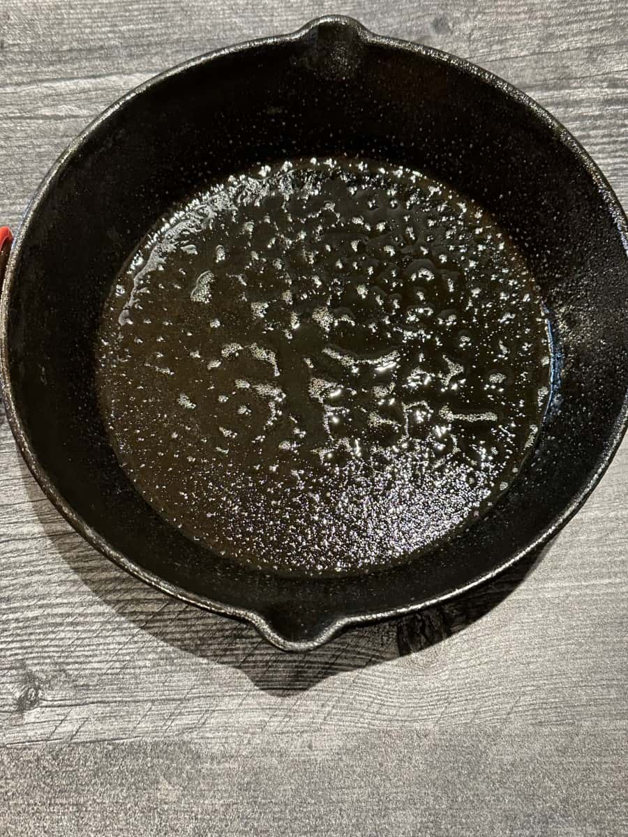 Greased Cast Iron Pan